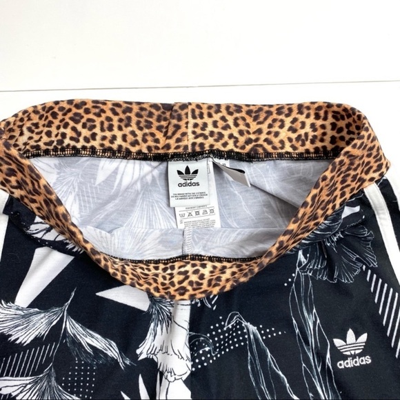 Adidas X-Farm Tropical Flower Leopard Waist Leggings Black and White - Picture 8 of 8
